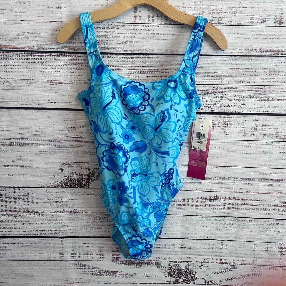 Speedo Vintage one piece Swimsuit AZURA FLORAL print Size 10 NWT